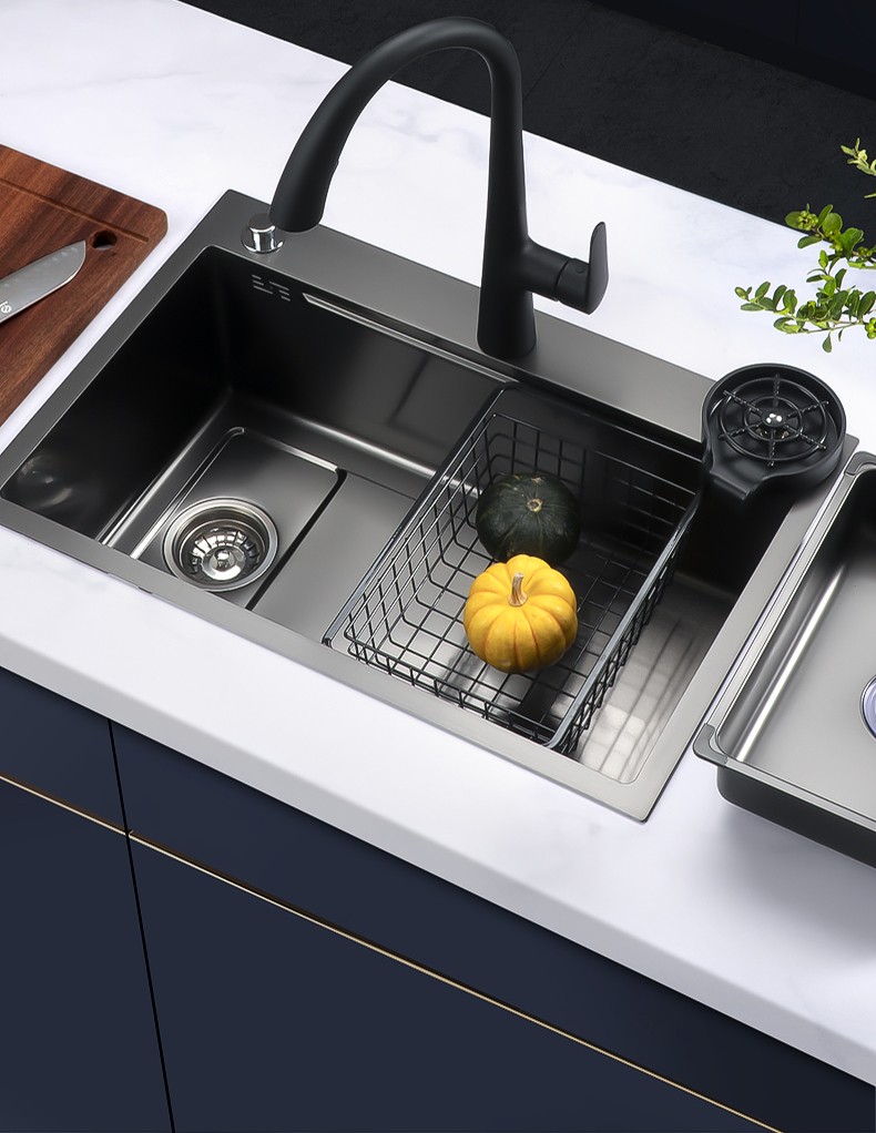 波拉特bolate洗菜盆纳米手工水槽左侧排水大单槽台下盆家用厨房洗菜池