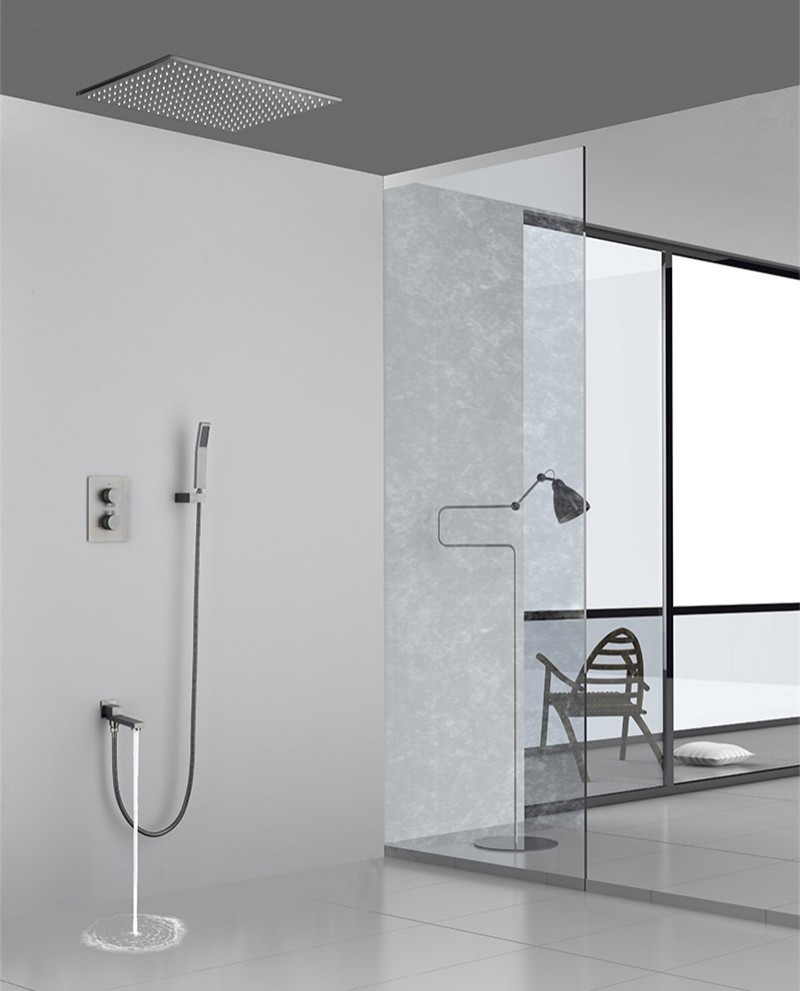 黑森林hsl创新热熔暗装埋入墙式淋浴花洒黑色极简吸顶嵌入式恒温花洒