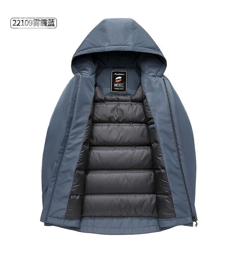 奥卡索(walker shop)羽绒服男【90%灰鹅绒】连帽纯色中年商务休闲衣秋