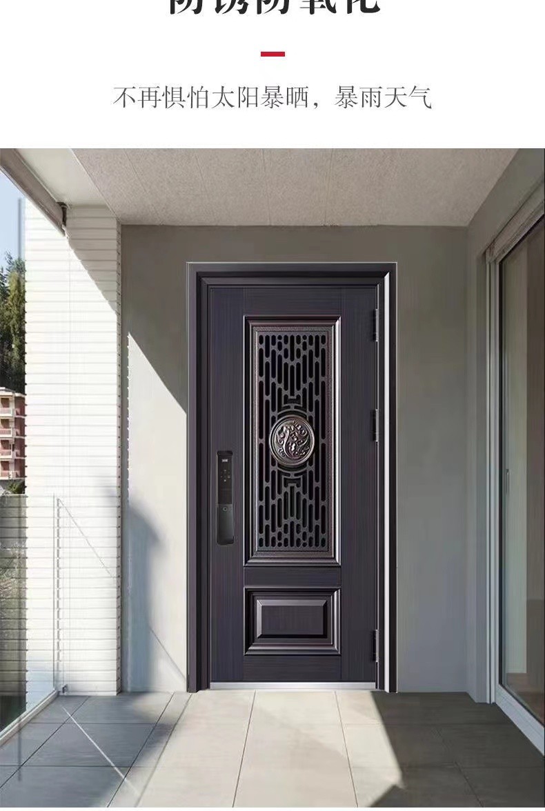 菲立甲级轻奢通风防盗门风窗客厅甲级进户门智能安全门时尚子母门包