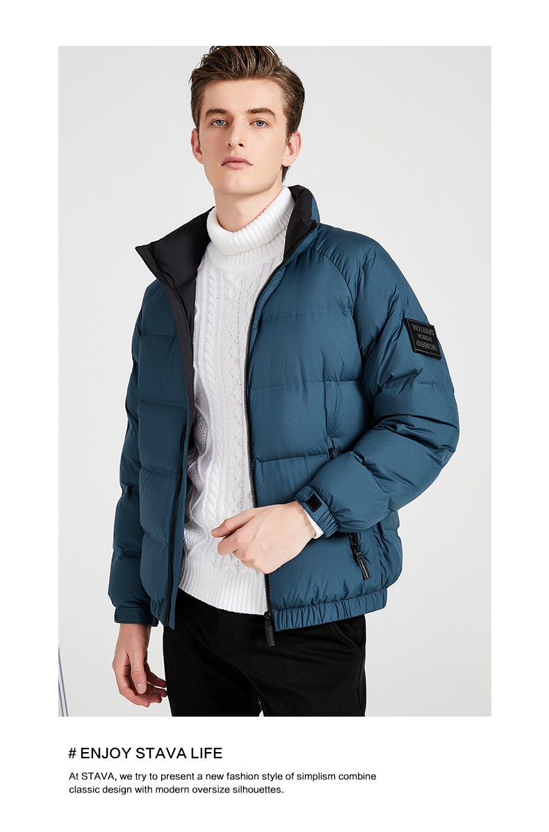 斯得雅stava立领男士羽绒服纯色保暖外套加厚90绒多色面包服冬季新款