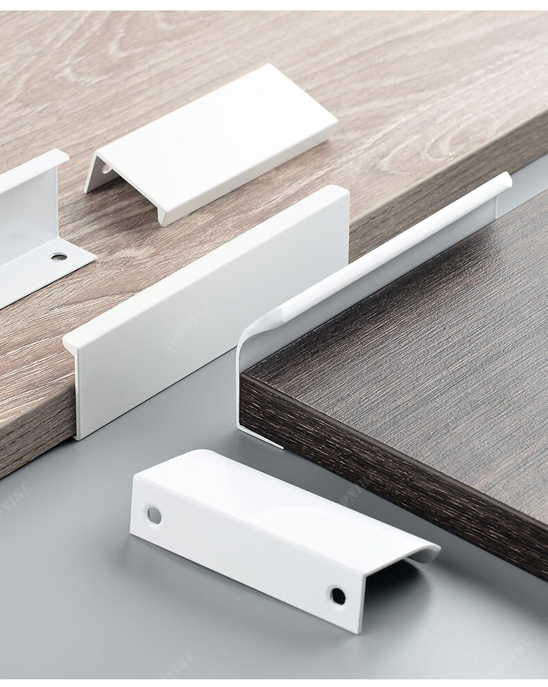 顶耐暖白亮白色拉手免打孔衣柜门橱柜抽屉隐形小把手现代简约烤漆