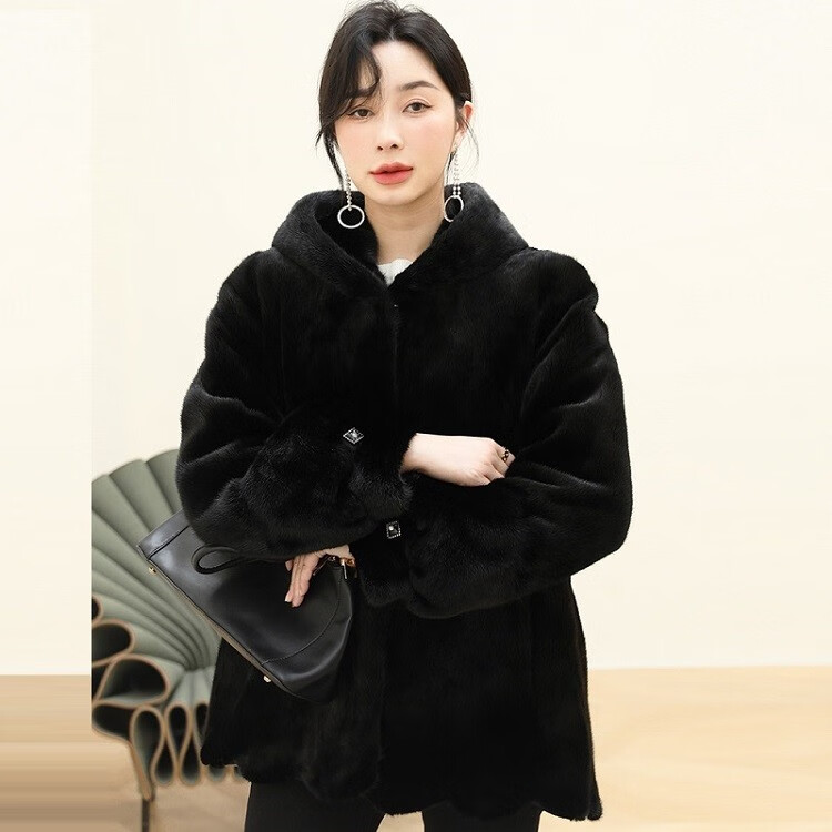 慕千唐 貂皮大衣女天鹅绒母貂皮外套水貂裘皮整海宁皮草 低腰浪尾 l
