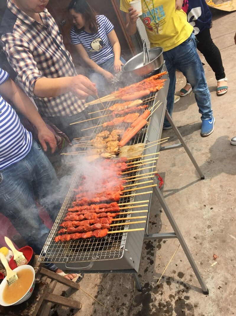 烧烤架商用一米长加厚烤羊肉串摆摊设备木炭烧烤炉子套装煜尚木炭烧烤