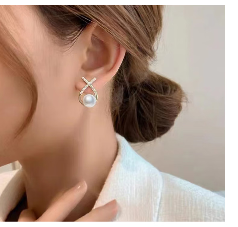 venusadeline淡水珍珠耳饰银耳环大颗近圆气质耳坠耳钉女友老婆妈妈