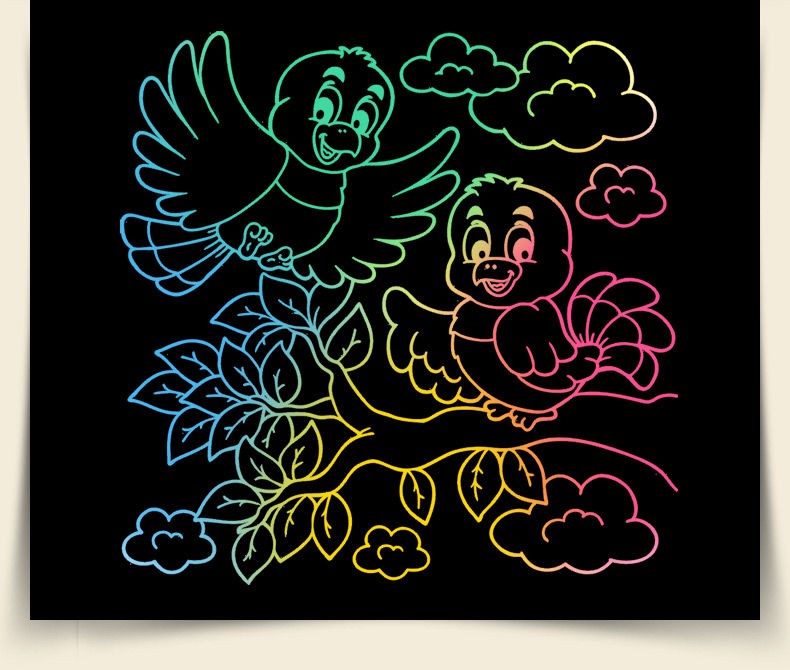 六品堂刮画纸沙画儿童彩沙a4学生无毒刮刮画画纸涂鸦diy手工刮刮纸32k