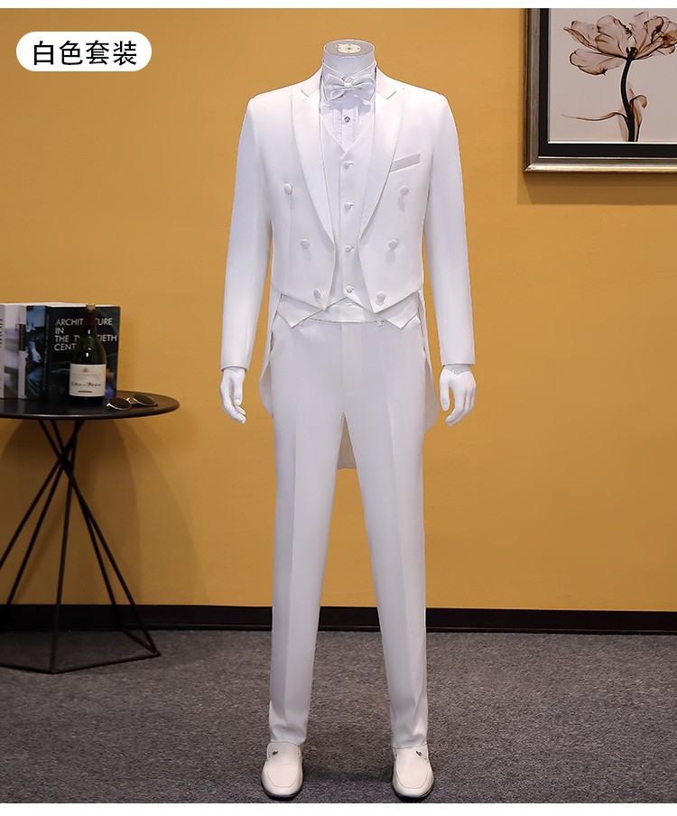 sirouaogo品牌燕尾服套装男士礼服伴郎装男主持人司仪服装演出服黑