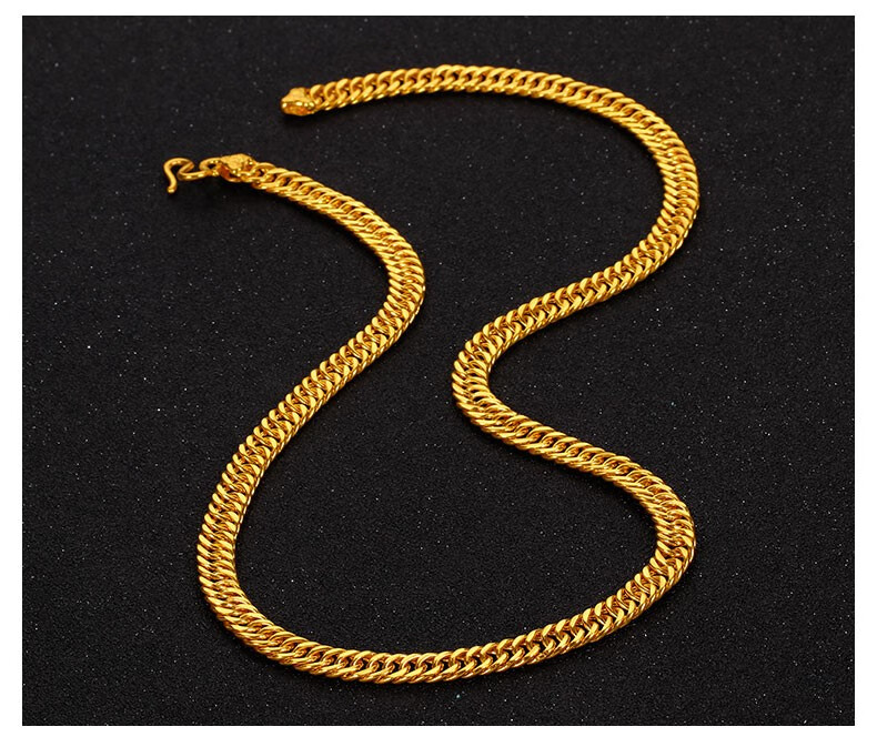 七夕礼物喜金珠宝黄金马鞭项链男足金999简约豪华实心显宽老板金链子