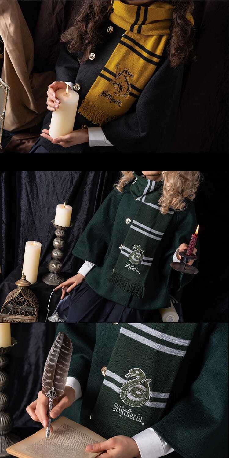 哈利波特周边围巾 新年元旦礼物双层刺绣加厚保暖流苏联名围巾格兰芬