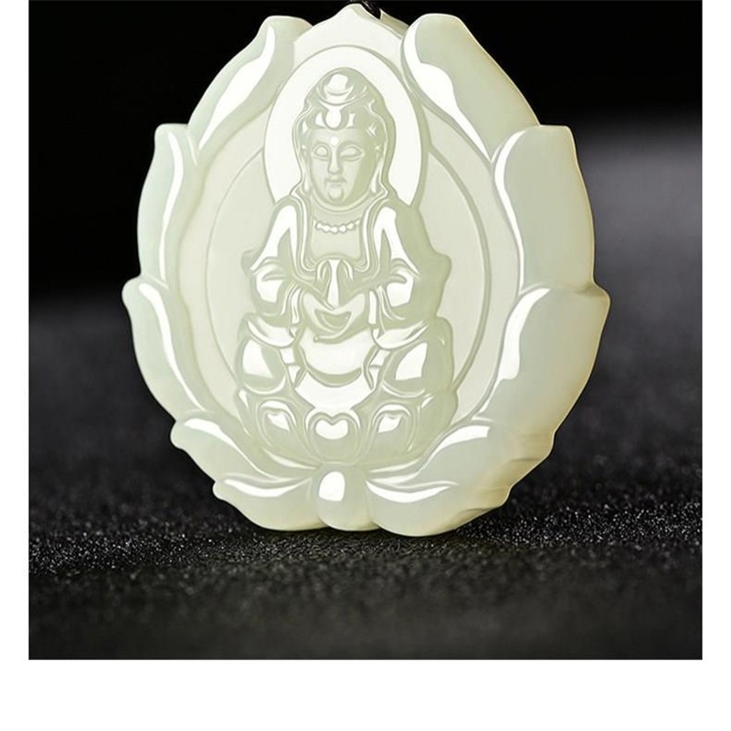 引领世家和田玉观音吊坠男莲花观音玉佩男士玉牌玉石挂件项链挂坠男款