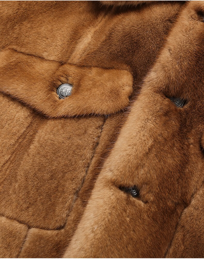 卡尼提美国貂皮夹克男款翻领年轻时尚机车休闲外套水貂皮草皮毛一体短