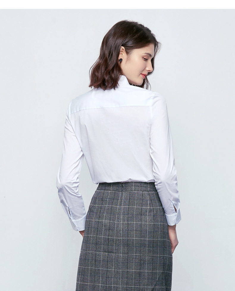 g2000商务通勤女装长袖衬衫新款简约撞色衣襟休闲上衣女00740025蓝色