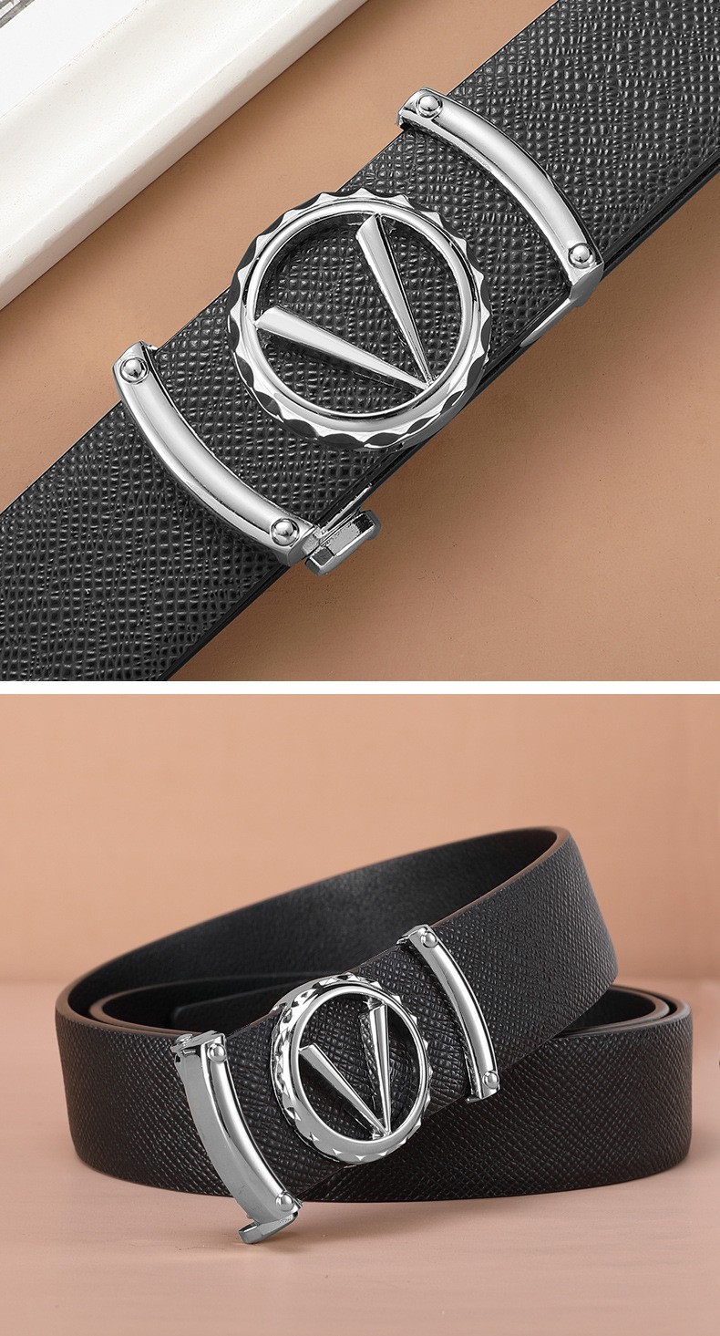 欧迪鸟轻奢品牌真皮皮带男奢侈品简约内穿自动扣男士腰带头层牛皮百搭