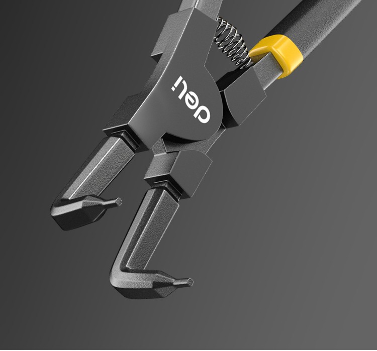 得力(卡簧钳)内卡弯头卡簧钳直头卡环钳挡圈钳两用夹簧钳轴用弹簧钳