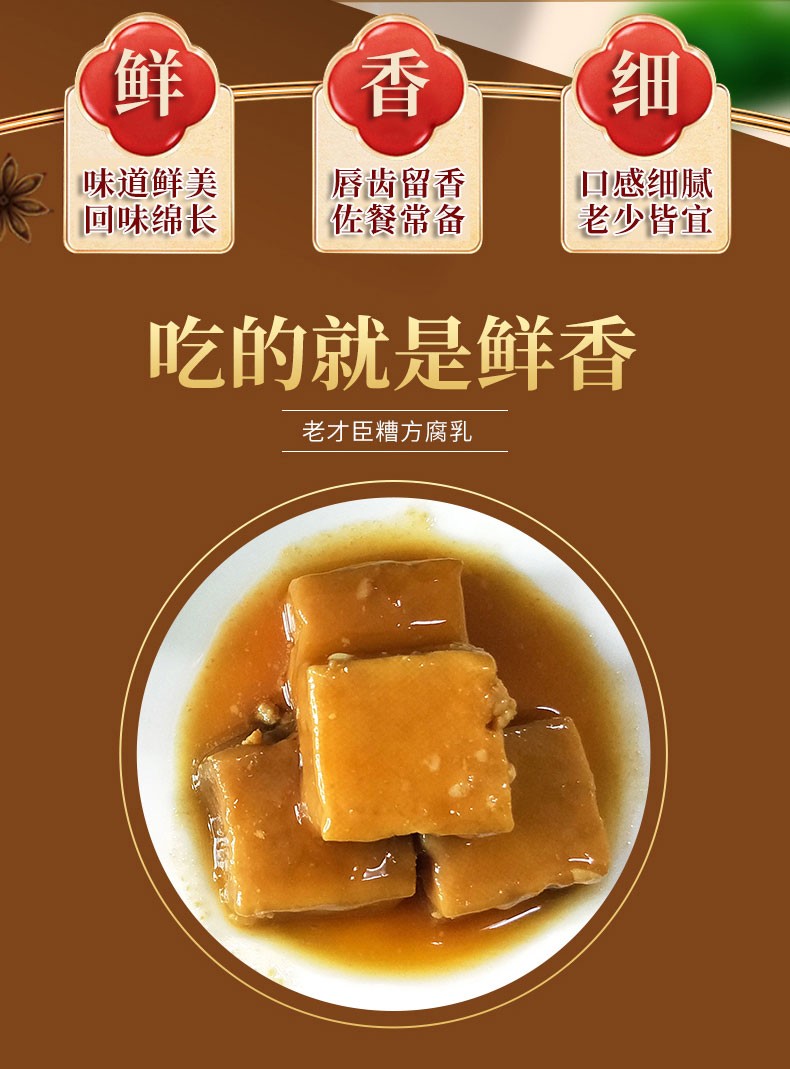 老才臣糟方腐乳500g*2瓶白腐乳霉豆腐火锅串串香蘸料调味大块腐乳 500