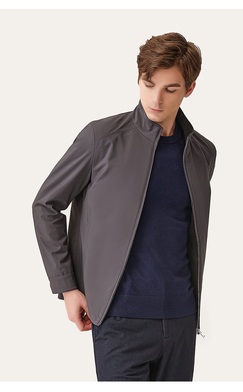 danielhechter丹尼爱特秋冬新款男士立领商务简约百搭夹克外套黑色48