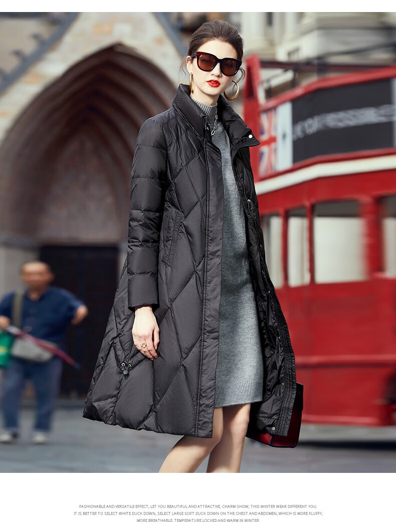 cmlziua骆骐亚品牌女士羽绒服中长款2021冬季新款时尚高端洋气白鸭绒