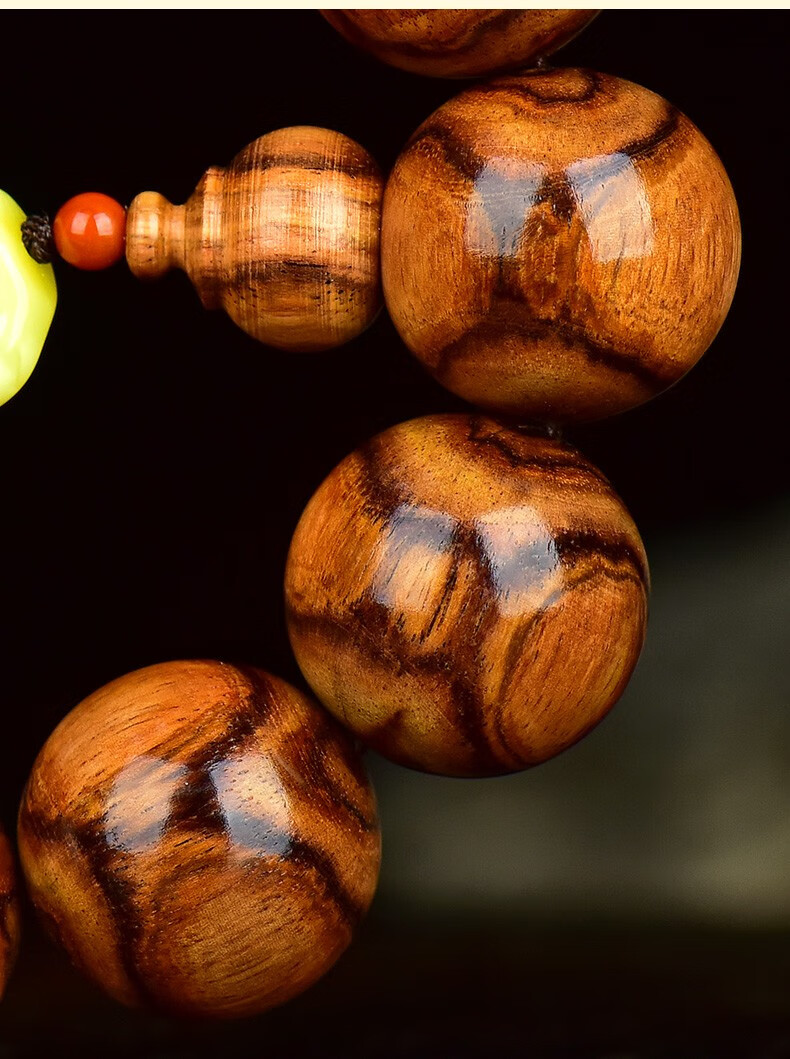 今古楼jingulou海南黄花梨黄金底满鬼脸对鬼眼20mm黄花梨手串老料男款