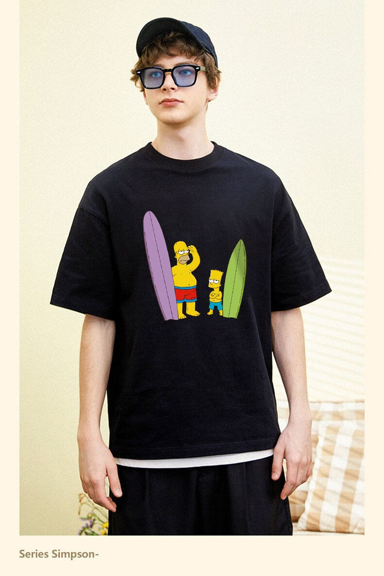 thesimpsons辛普森一家2022夏季新款潮流圆领短袖t恤黑色m