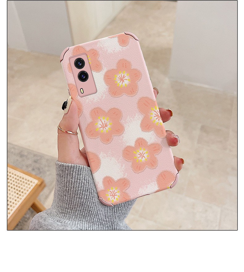 万姆达vivoy71t手机壳女vivoy71t软壳防摔四角全包硅胶小羊皮浮雕磨砂