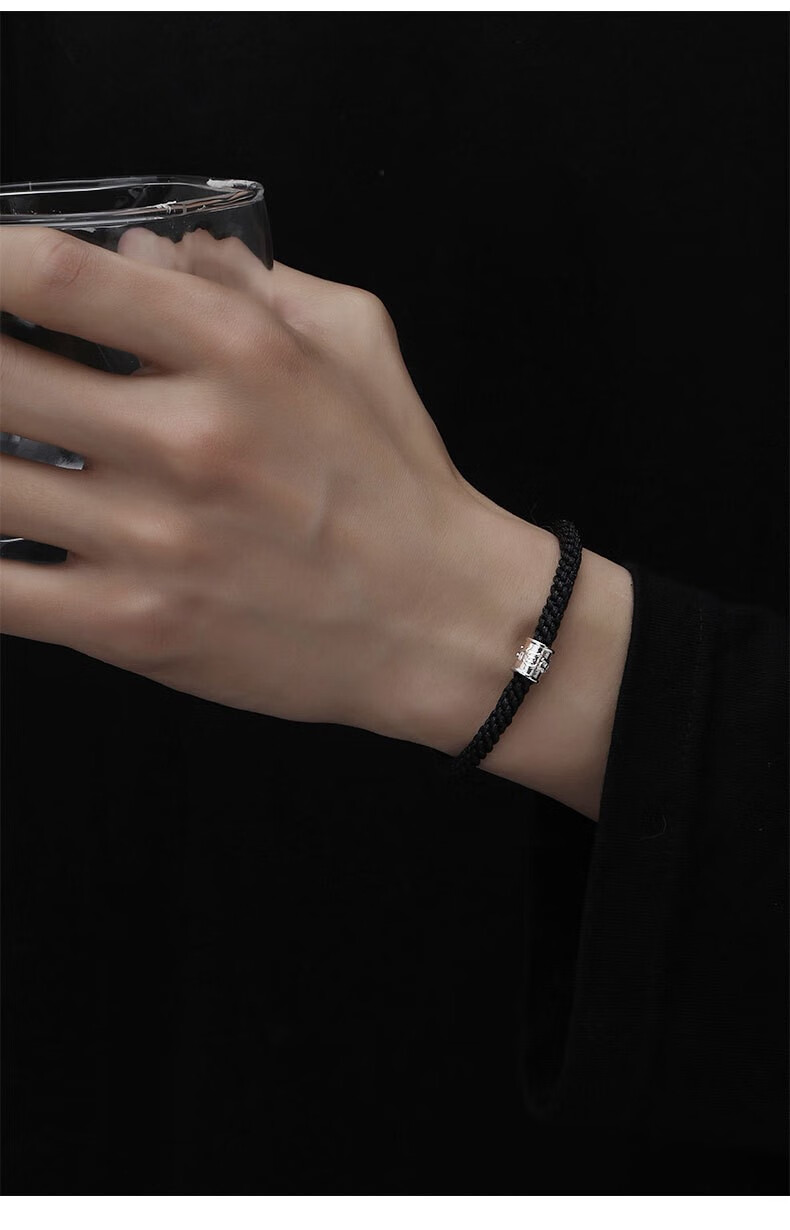 戚小米925银六字真言手链男潮韩版ins嘻哈手工编织转运珠手绳男生手链