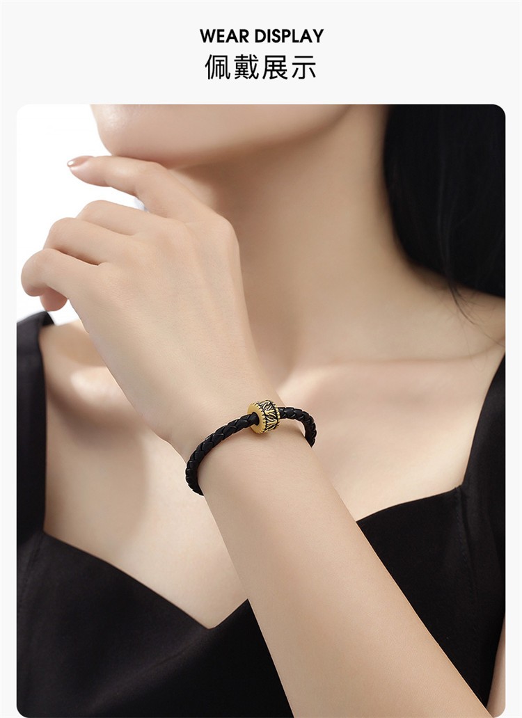 明牌珠宝能量系列蓝莲祭足金硬金黄金转运珠手链男士手串afp0557定价