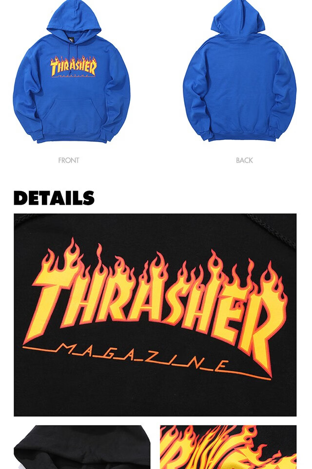 thrasher官方flamehood经典火焰连帽衫卫衣青年潮流休闲宽松帽衫男女