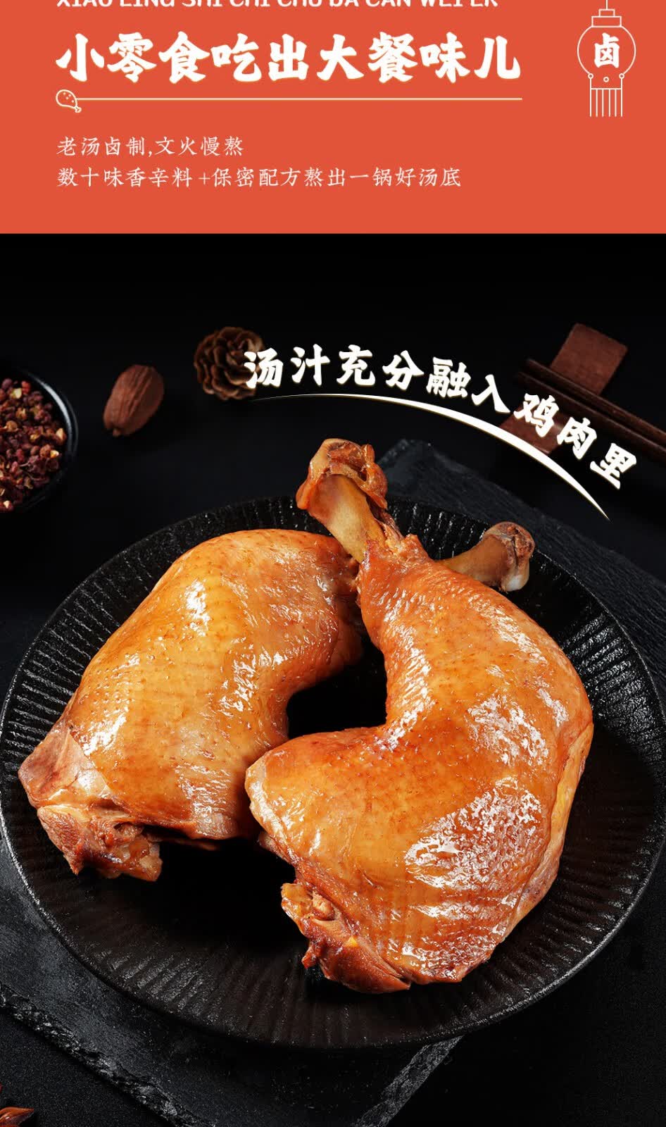 喜旺香卤鸡腿150g5袋五香卤味鸡腿即食休闲零食真空熟食肉食卤香香卤