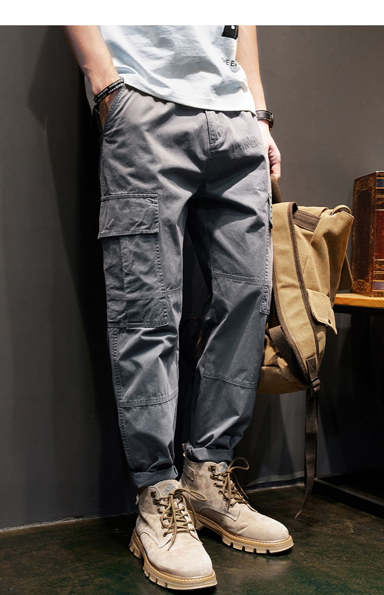 名面休闲裤男宽松直筒工装裤男士夏季纯棉直筒裤男生哈伦裤大码胖子