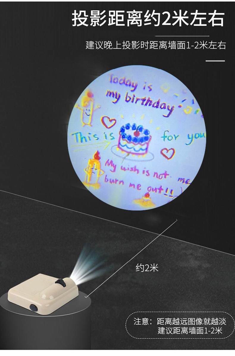孩派hihgparty生日装饰投影灯迷你小型男孩女孩儿童创意卡通生日快乐
