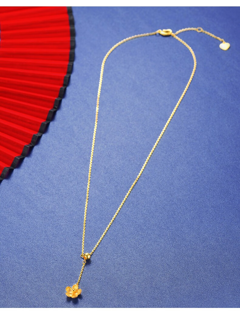 荟萃楼珠宝黄金项链足金999花瓣套链女款结婚链子时尚锁骨链送礼约51g