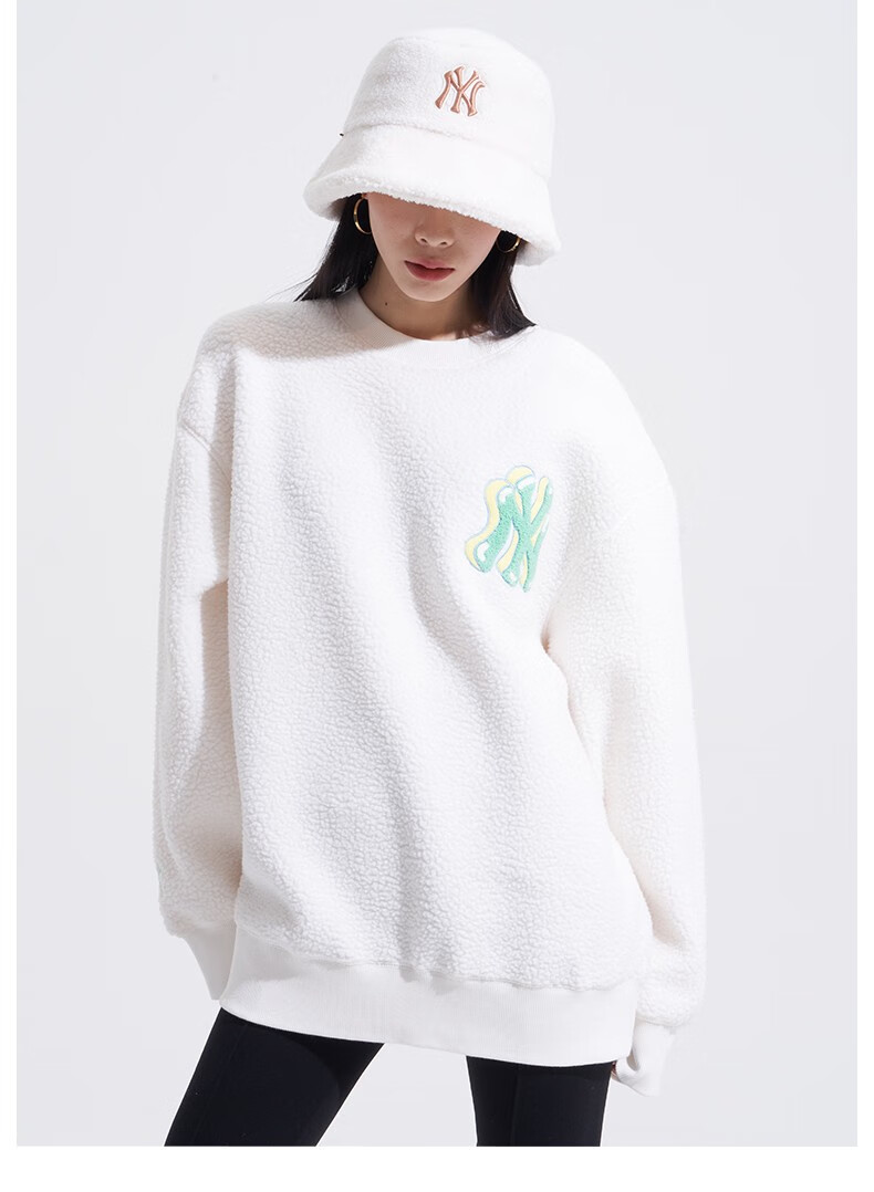 mlb官方 男女情侣like羊羔绒运动圆领套头卫衣潮22秋冬新款mtl03