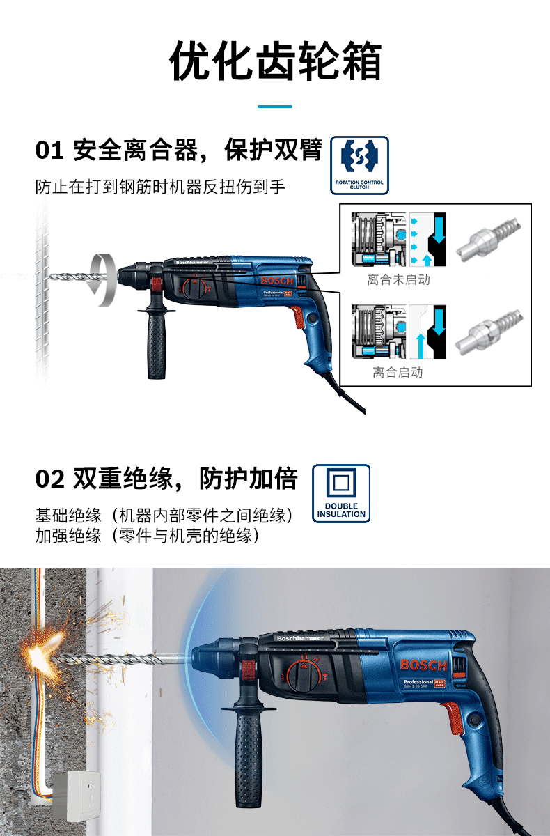 博世bosch四坑电锤gbh226dre多功能2公斤800w锤钻电钻电锤电镐三功能