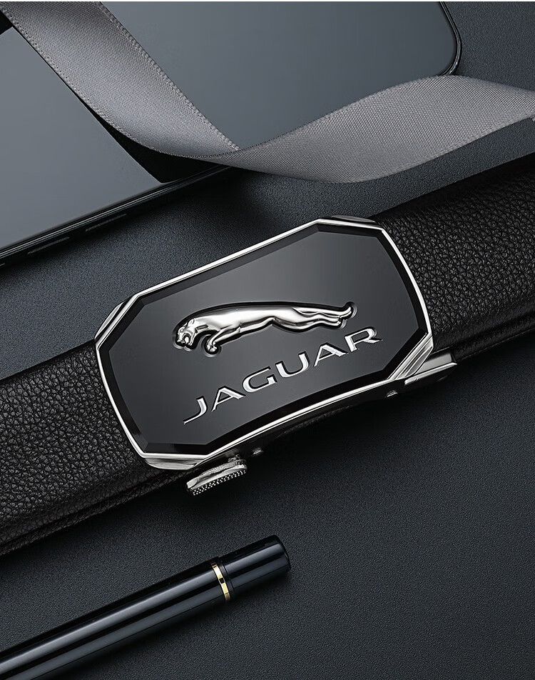 捷豹jaguar皮带新款礼盒装商务休闲裤带头层牛皮自动扣真皮腰带男朋友