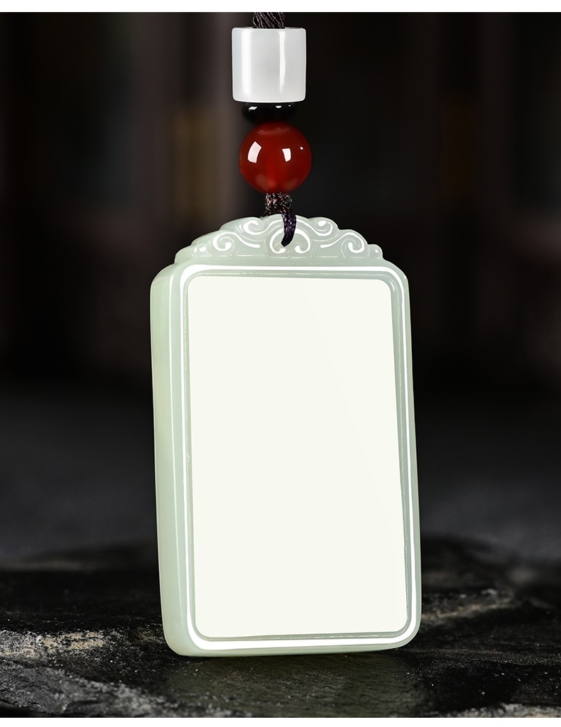 落花啼春和田玉羊脂白玉平安牌玉石青玉无事牌吊坠男女玉坠玉牌子白玉