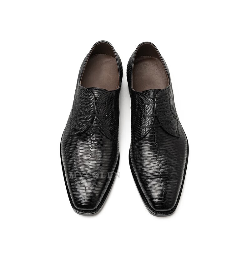 梅克伦 【私人订制款】正装鞋男手工拉线固特异皮鞋婚宴男鞋蜥蜴皮
