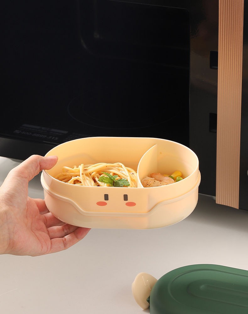 卡通便当盒隔热底盒可加热午餐盒儿童餐盒分隔便携保鲜盒圆形便当袋