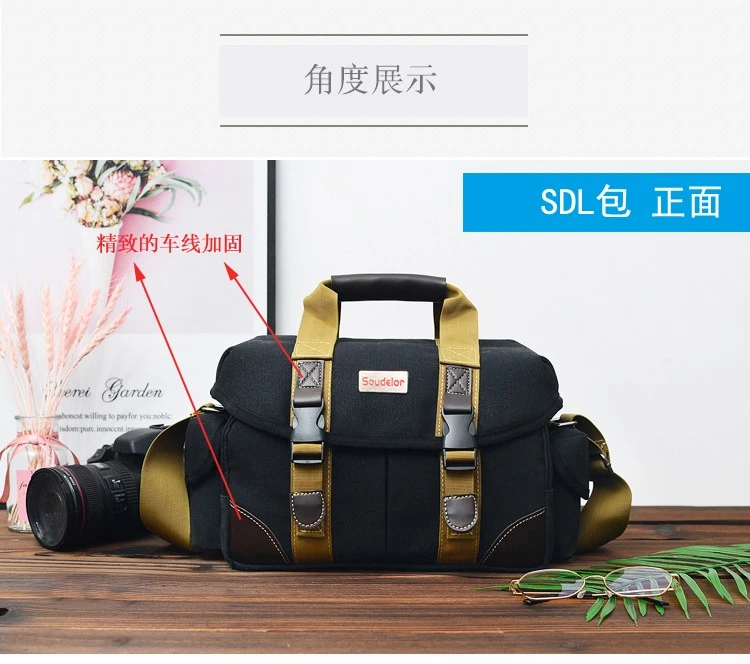 Camera bag men's and women's SLR micro-single camera bag Sudiro single shoulder suitable for 650D800D700D750D850D200D khaki Camera bag men's and women's SLR micro-single camera bag Sudiro single shoulder suitable for 650D800D700D750D850D200D khaki