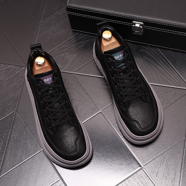 正装鞋秋冬新款男鞋运动休闲防滑小白鞋男皮鞋小丑鞋加绒黄色增高38