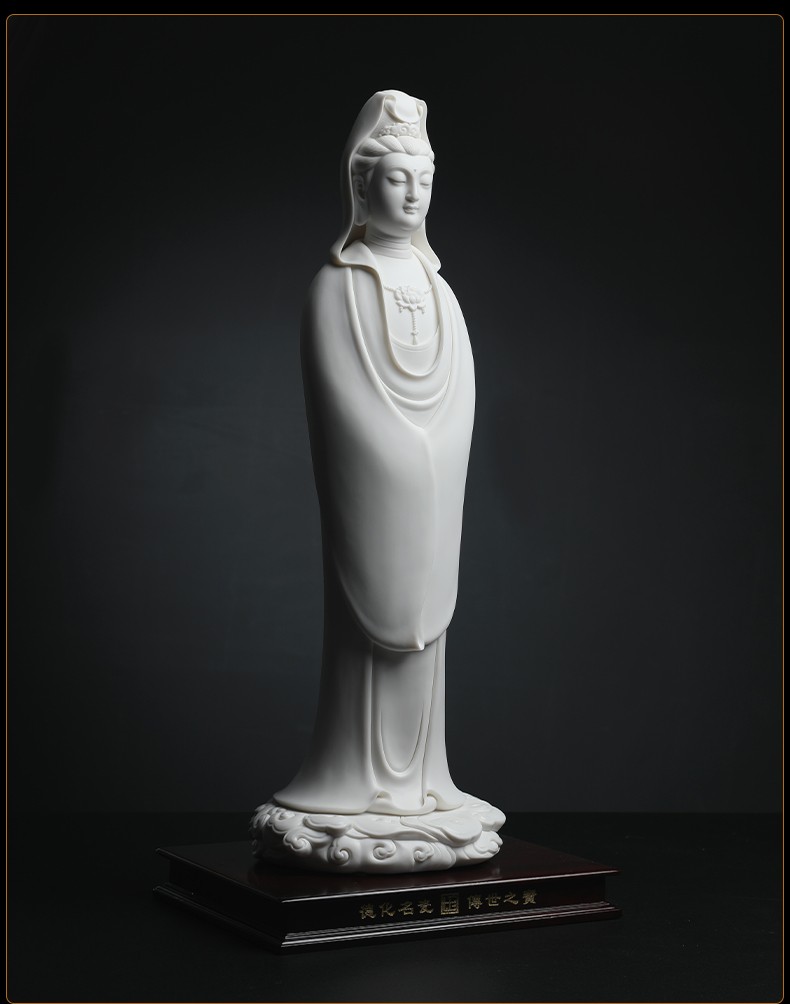 赵氏恒玺 德化白瓷观世音菩萨佛像摆件大师手签版作品祥云观音客厅