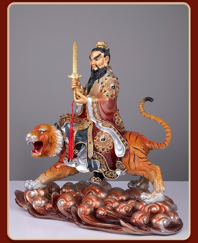 七宝莲 台湾纯铜彩绘张天师神像铜雕龙虎山张道陵祖张天师祖师爷家用