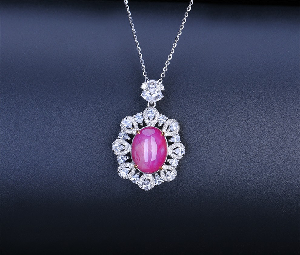 墨辰珠宝天然无烧星光红宝石吊坠彩色宝石18k金镶嵌裸石重量865ct晶体