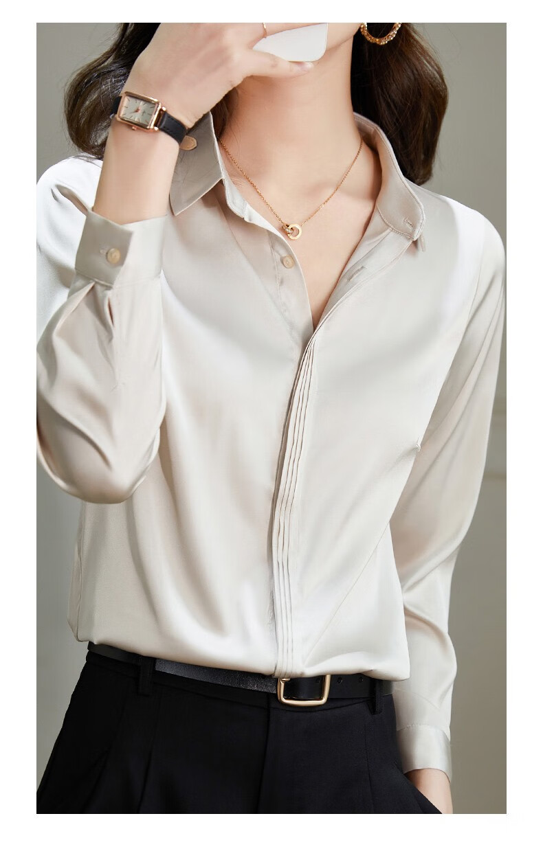 苏若兰丝质女士衬衣春夏新款女士缎面衬衫柔软光滑高级感透气凉爽职场