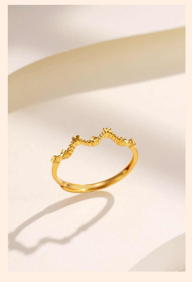 吉盟珠宝 黄金戒指活口足金5g浪花戒指开口指环送女友妈妈礼物 计价