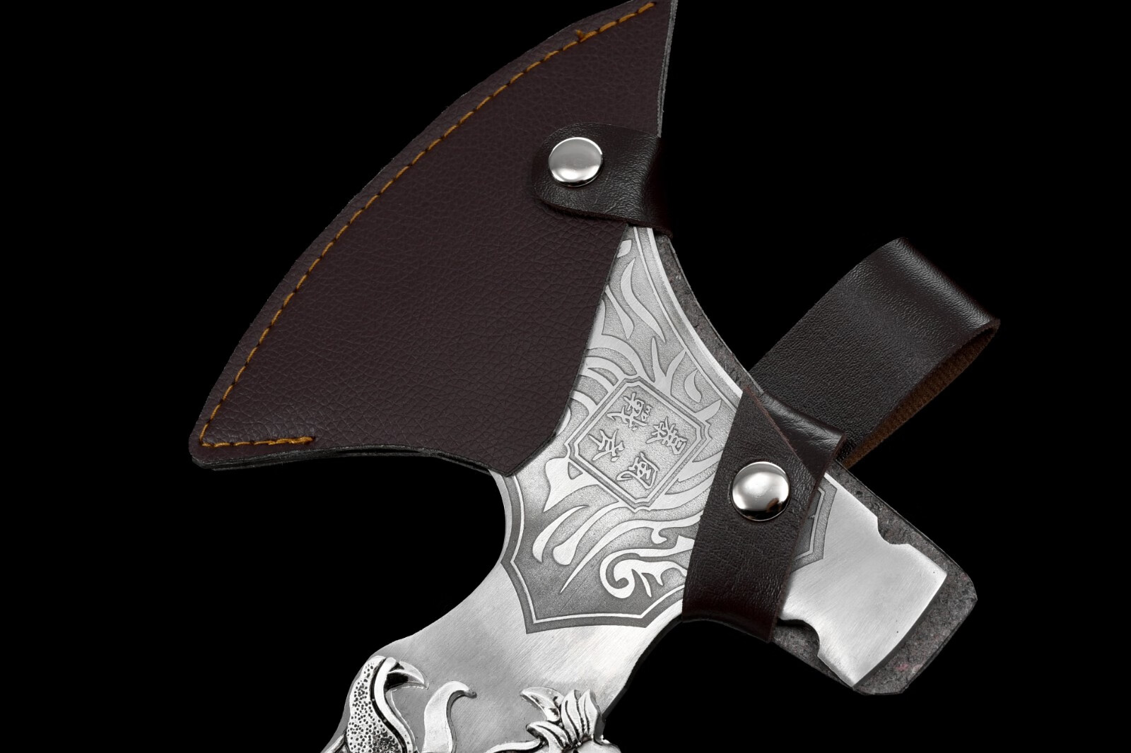 正宗中国龙泉斧头型斩骨刀手工锻打斩骨头开路劈柴斩排骨家用便携厨房