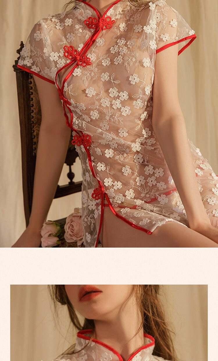 久慕雅黛情趣内衣女旗袍秘书制服诱惑激情透明透视性感睡衣睡裙包臀高