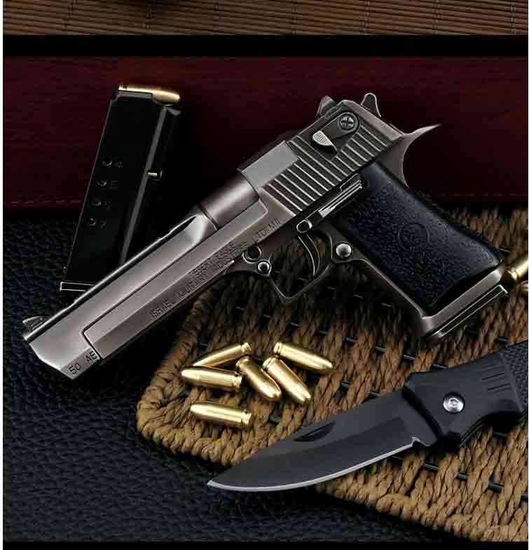 模型男孩大号抛壳可拆卸玩具枪男不可发射 抛壳沙鹰银色(盒装)【图片