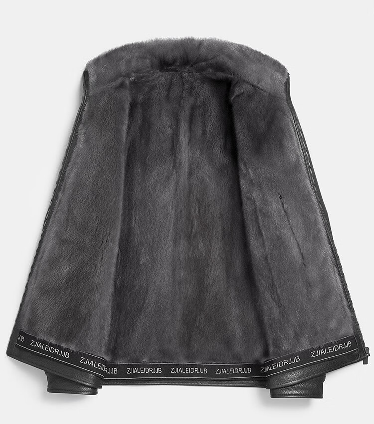 恒源祥进口丹麦貂皮大衣男鹿皮皮衣男水貂翻领整貂真皮夹克蓝宝石貂