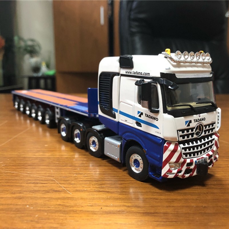 wsi 1:50 奔驰 仿真合金工程车模型 随车吊起重机 平板拖车拖头模型