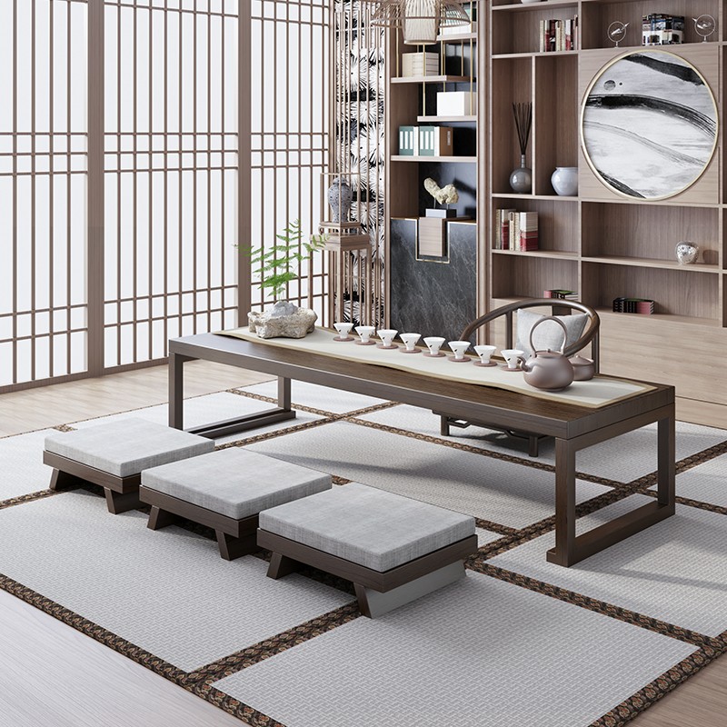 日式榻榻米茶桌椅组合实木小茶几家用炕桌新中式功夫禅意泡茶桌长方形